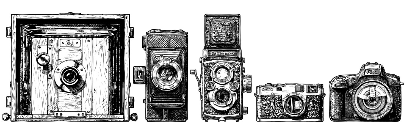 Photo of old fashioned cameras